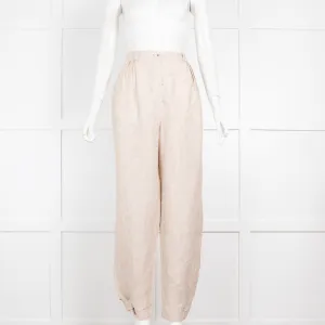 12Storeez Oatmeal Linen Paperbag Trousers