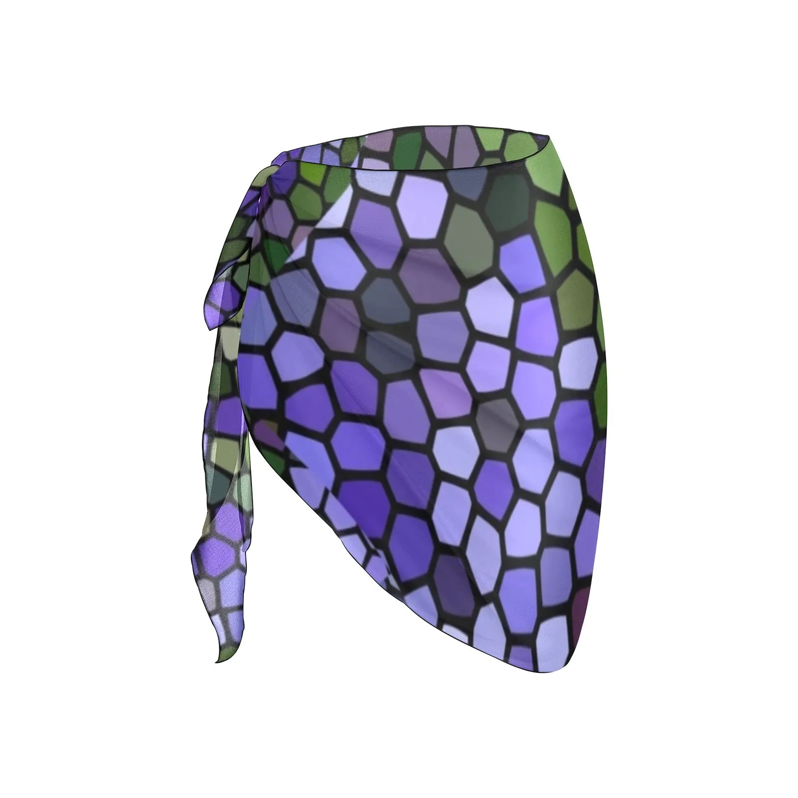 Agapanthus Stained Glass Short Chiffon Sarong Wrap up to 5 XL (FWS)