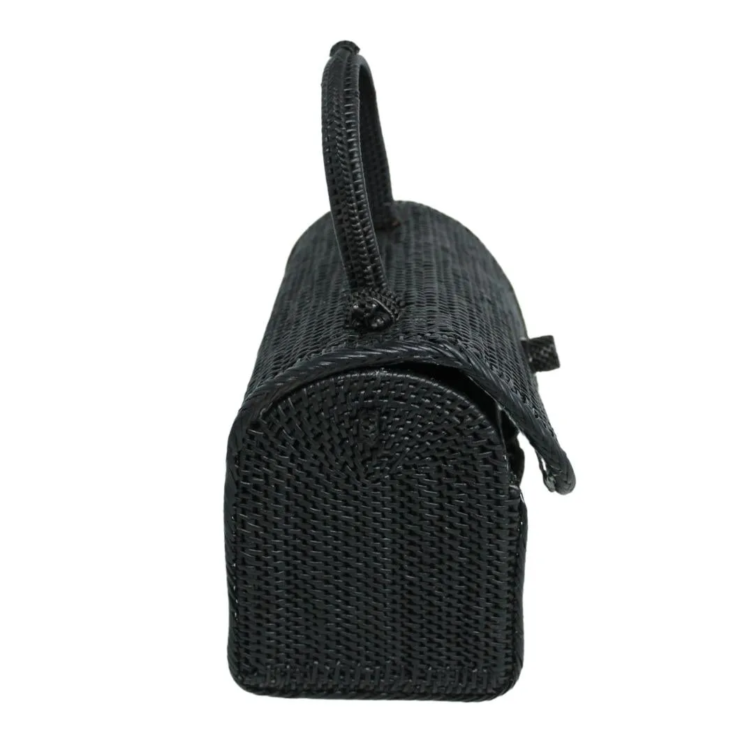 ALICE RATTAN HANDBAG IN BLACK