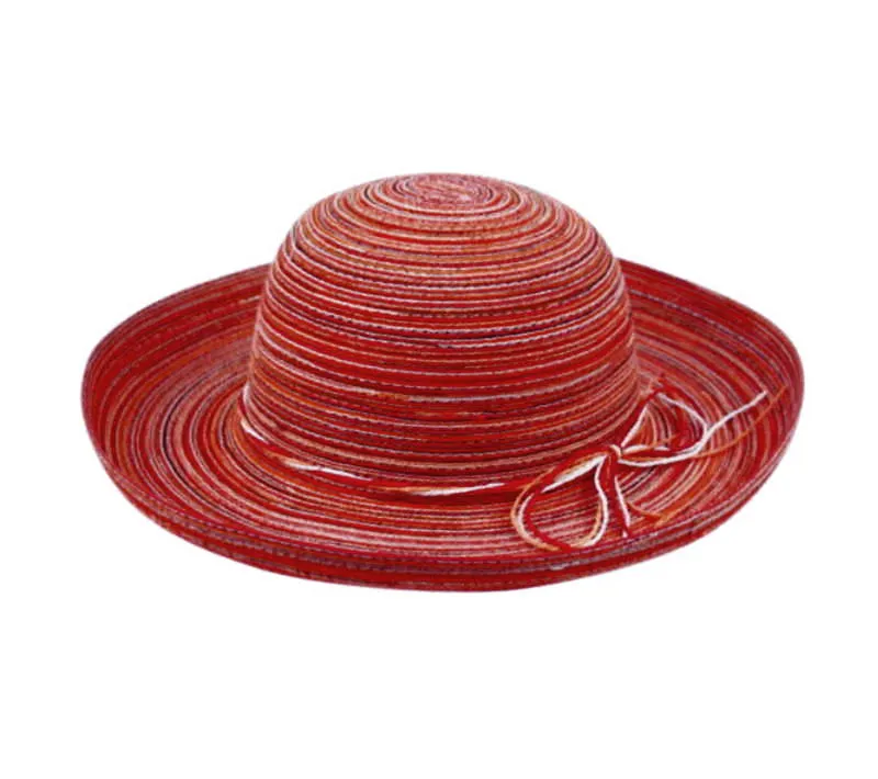 Angela & William Raffia Roll Up Brim Sun Bucket Hat 50 UPF-UV Sun Protection Straw