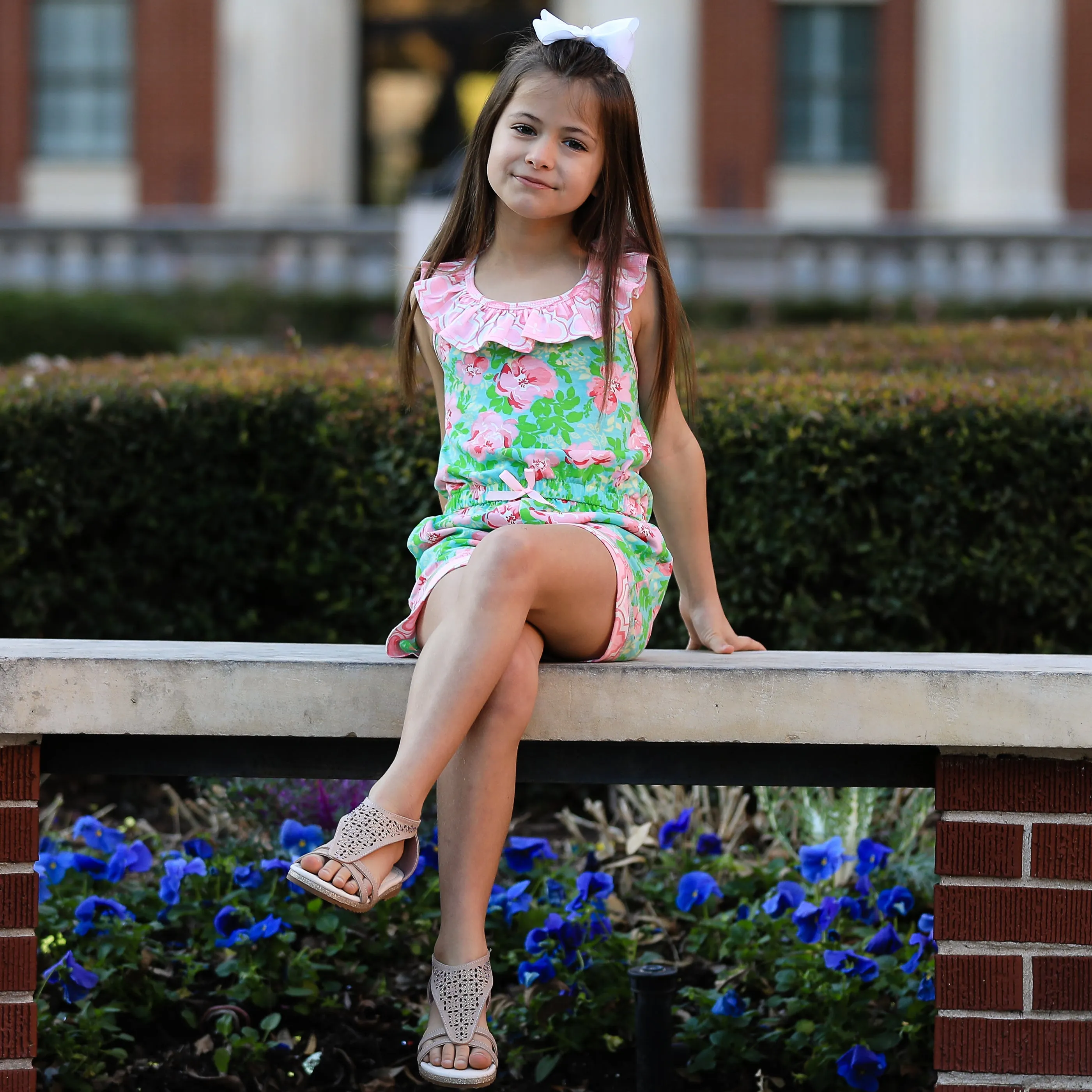 Annloren Little Big Girls Jumpsuit Shabby Chic Floral Spring Summer Romper Sizes 2/3T - 11/12