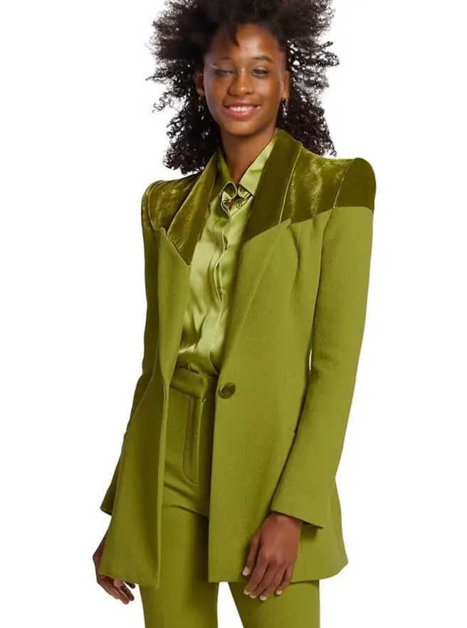 Ashore Shop  Custom Green Women Suits Pant Set Blazer Trousers 2 Piece Sets