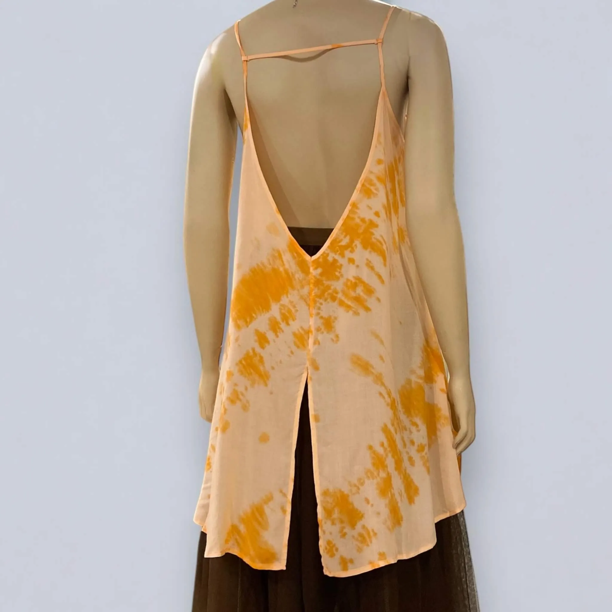 Backless Orange Tie Dye Tunic Tank Top