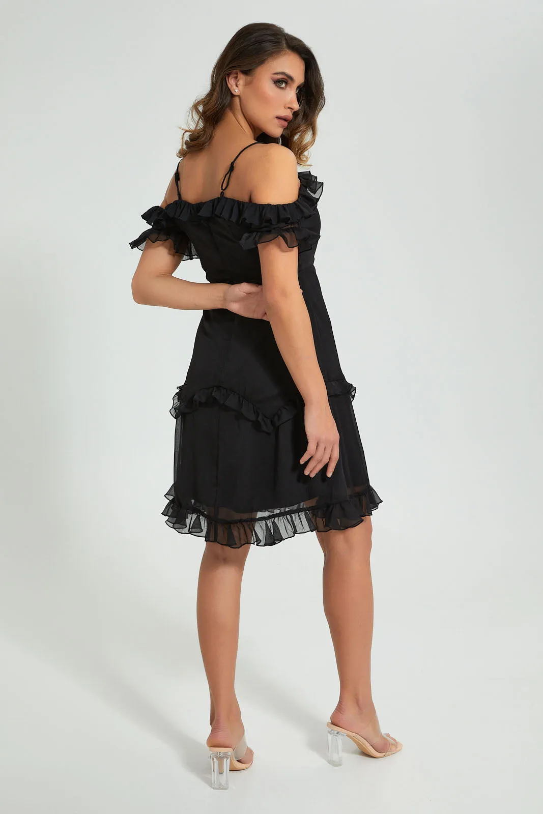Black Tiered Off Soulder Dress