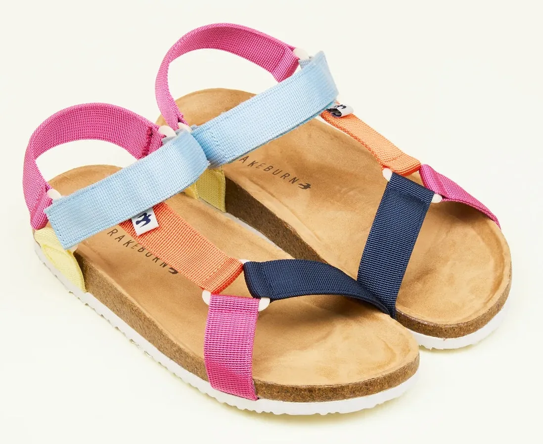 Brakeburn Womens Rainbow Webbing Strap Sandals - Multi