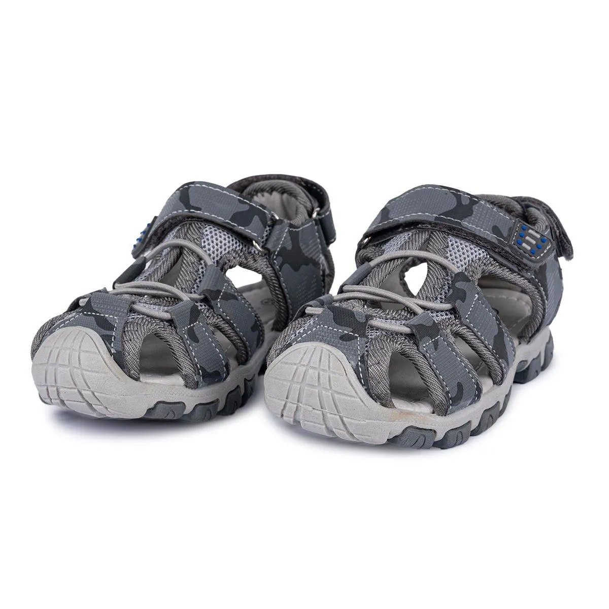 Caramouille Strap Flat Sandals Leather Grey Colour For Kids