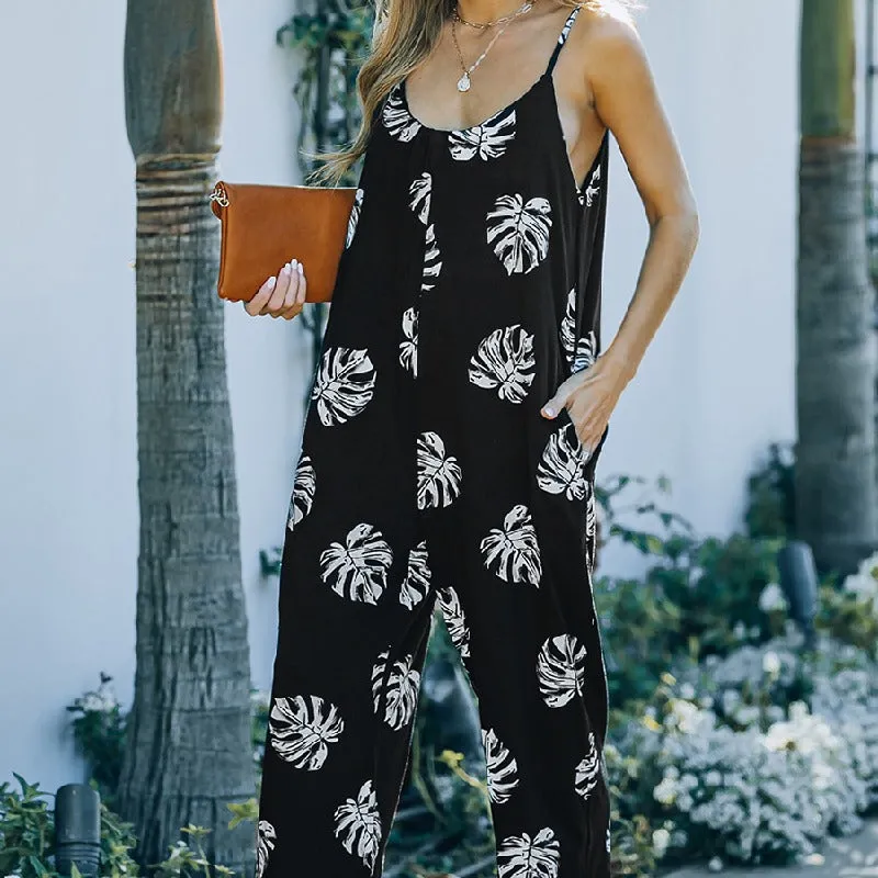 Casual Loose Halter Printed Jumpsuit Wholesale Jumpsuits