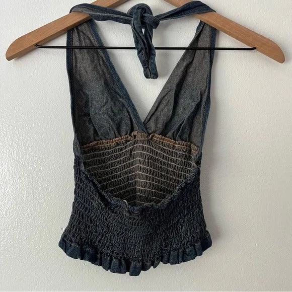 Charlotte Russe Smocked Crop Halter Top