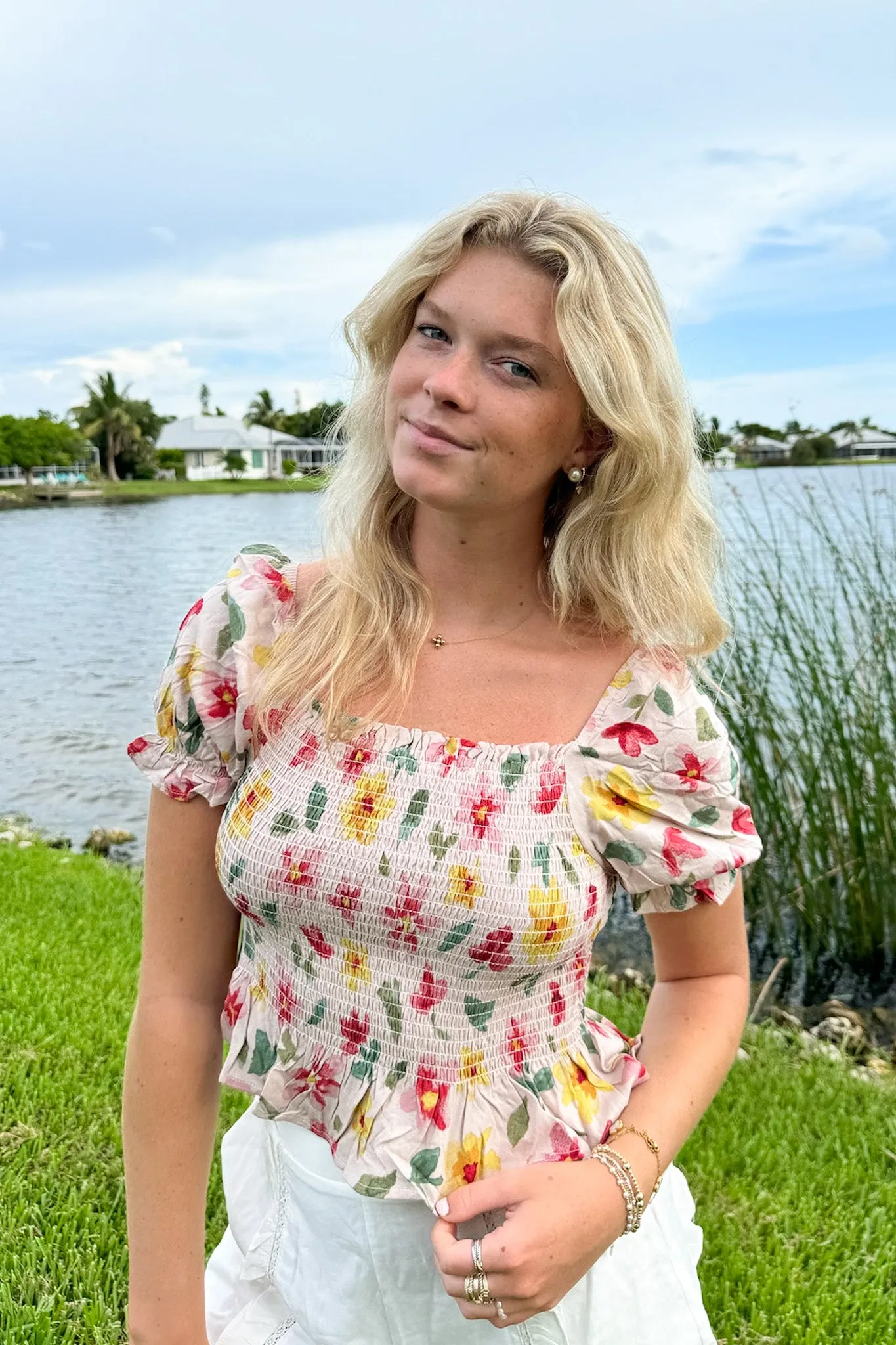 Charmingly Sweet Floral Smocked Top - FINAL SALE