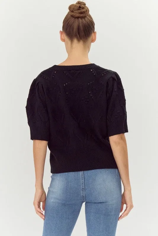 Crochet Puffed Sleeves Top