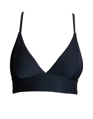 Flores Black Womens Ribbed Plunge Bikini Top