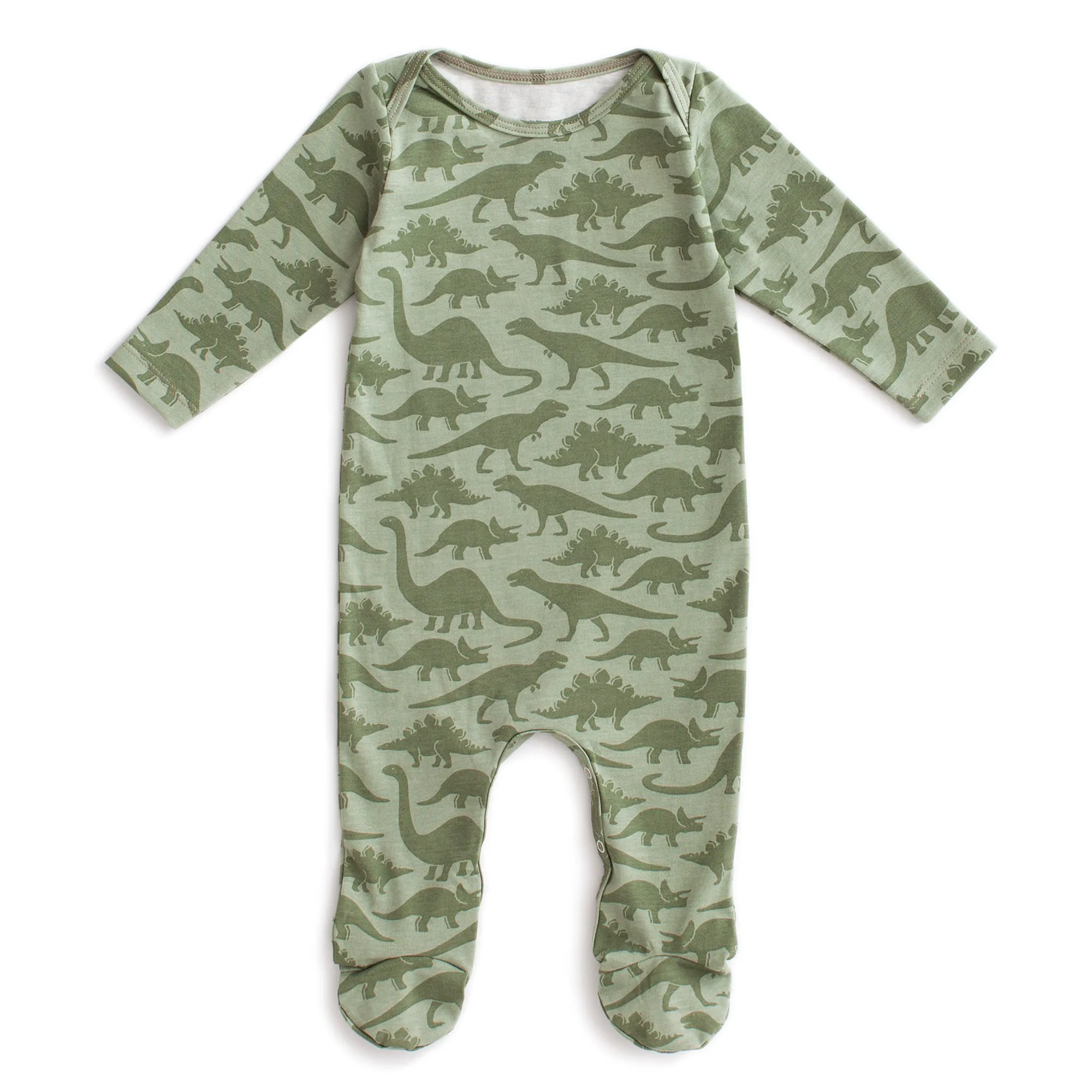 Footed Romper - Dinosaurs Sage