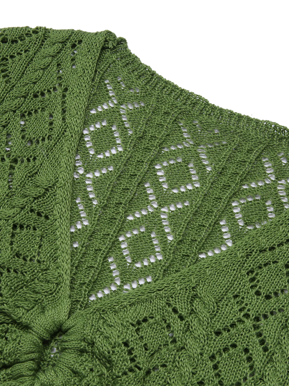 Green 1960s Cutout Strappy Crochet Cover-Up