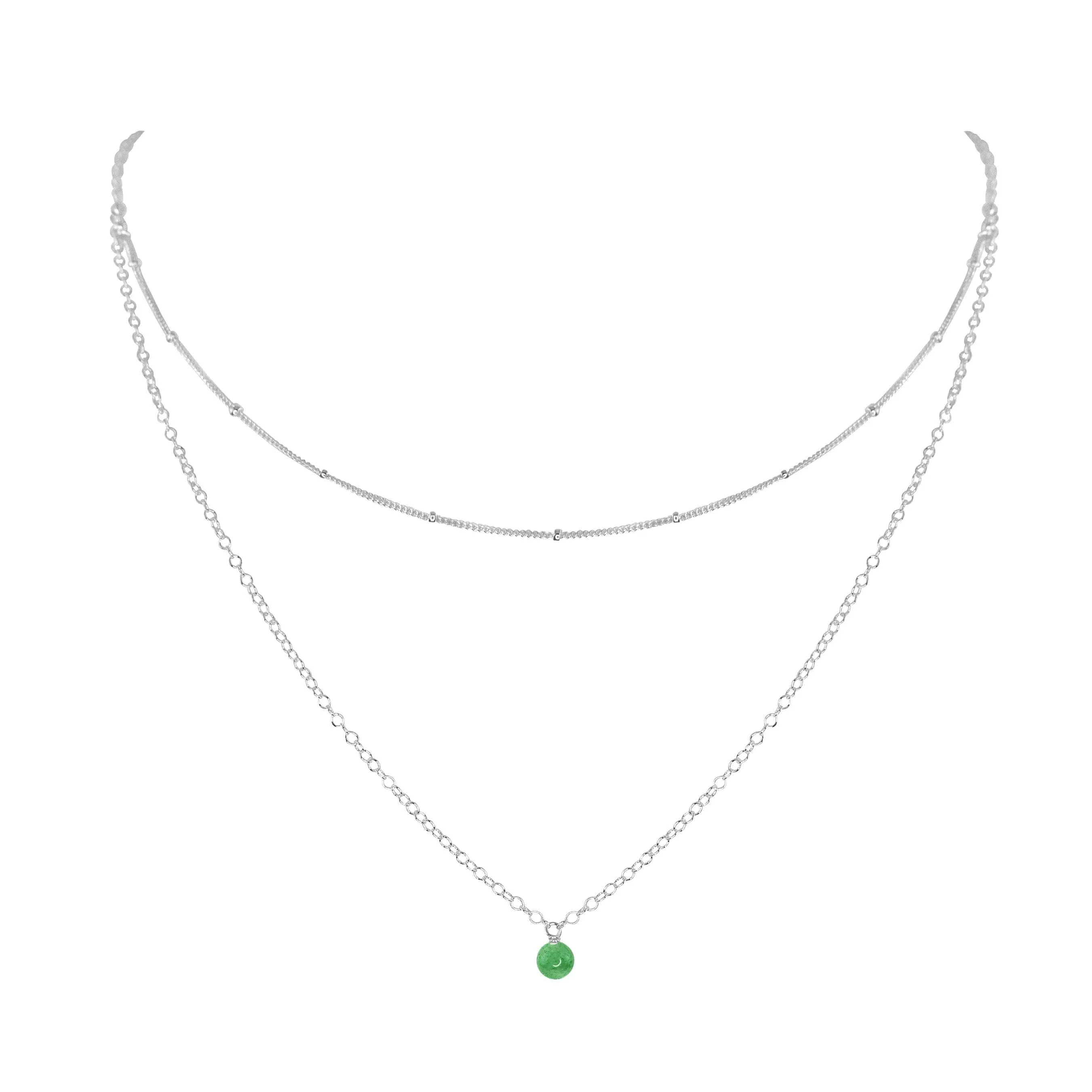 Green Aventurine Gemstone Chain Layered Choker Necklace