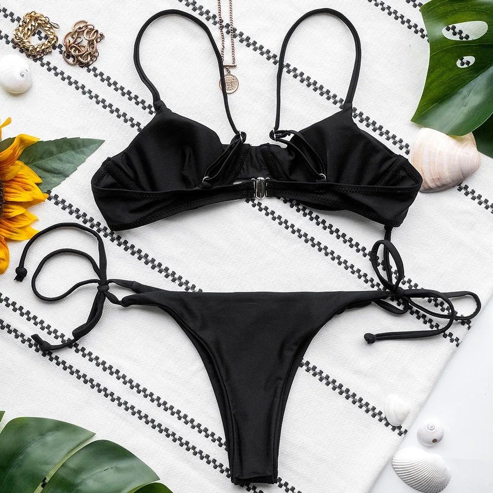 Halter Thong Bikini Set