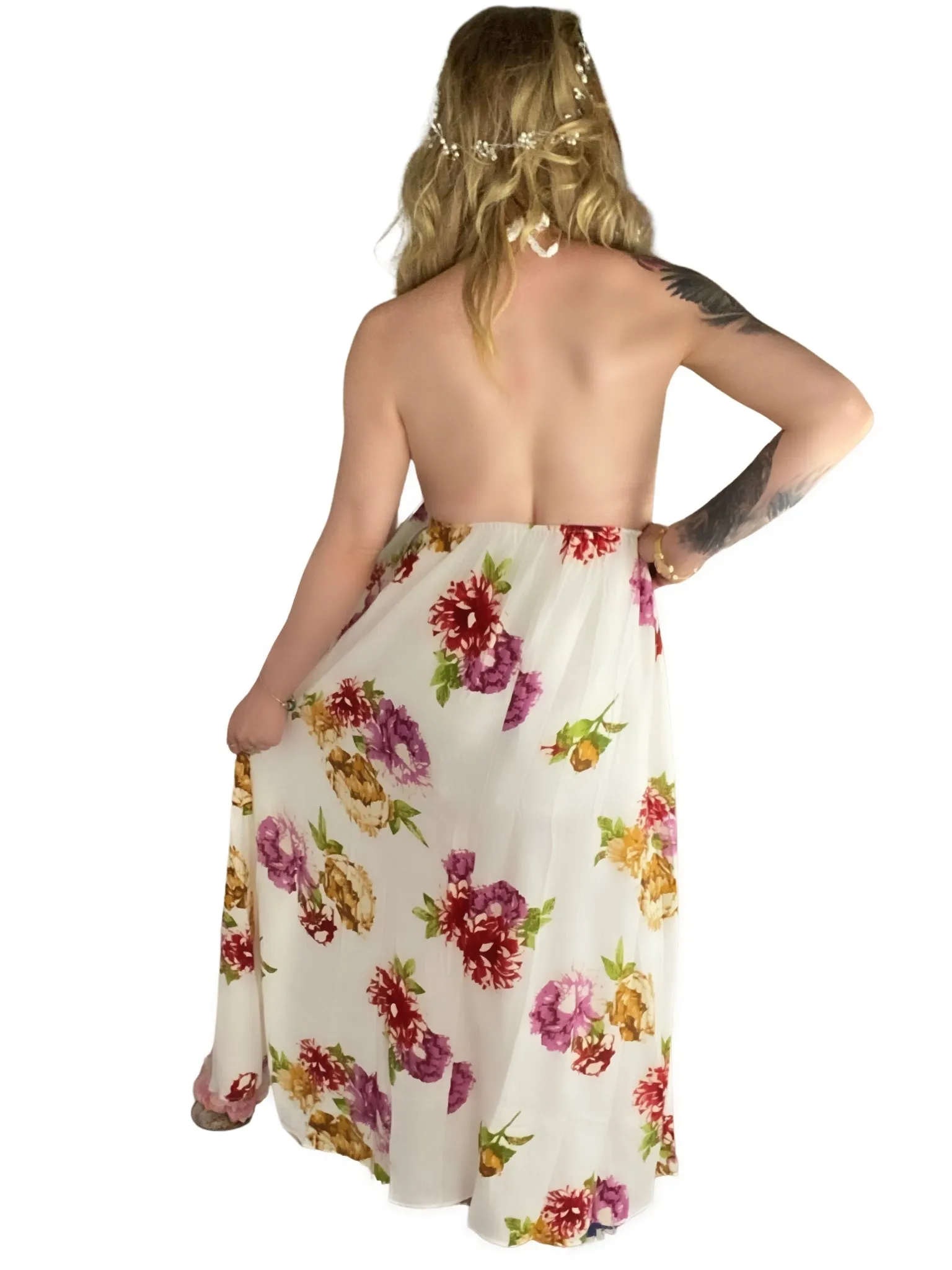 HAZEL Crochet Floral Maxi Dresses 2 colours- Navy Blue, White