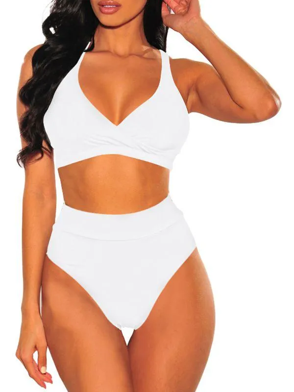 High Waisted Bathing Suits Solid Sexy Swimwear For Women