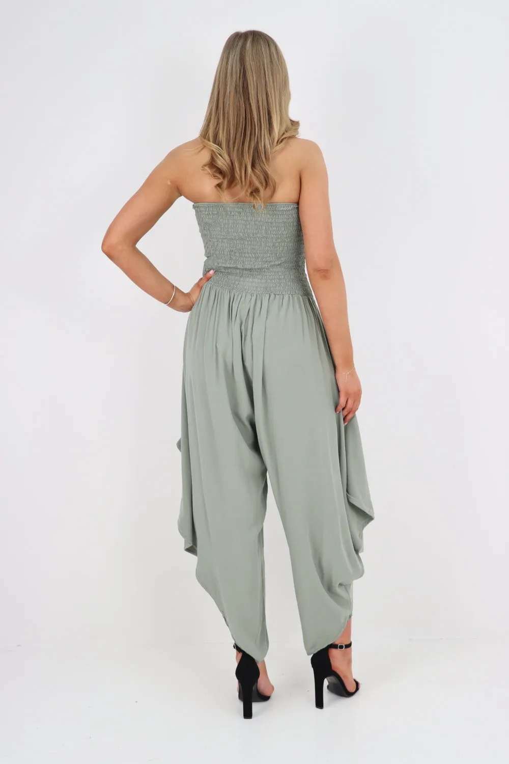Italian Shirred Halter Neck Jumpsuit
