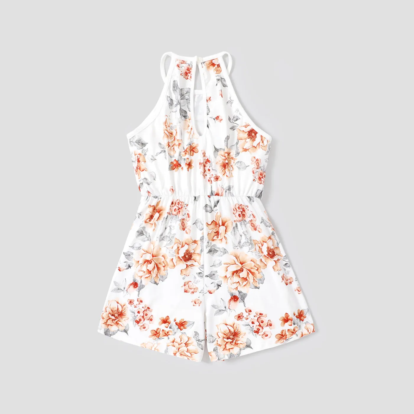 Kid Girl Floral Print Halter Rompers