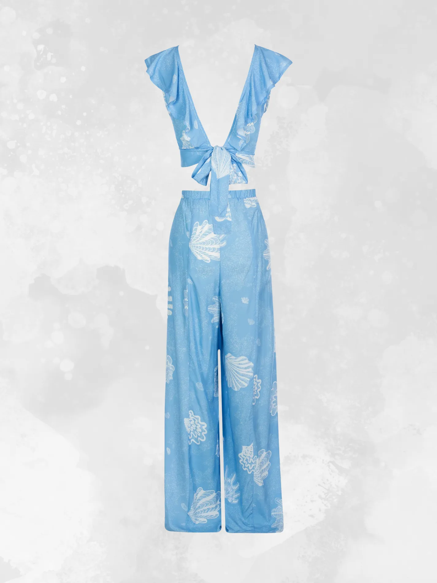 Mykonos Split Pants - White Shell and Sand