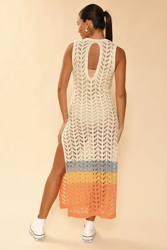 Open Knit Crochet Cover Up Pool Dress