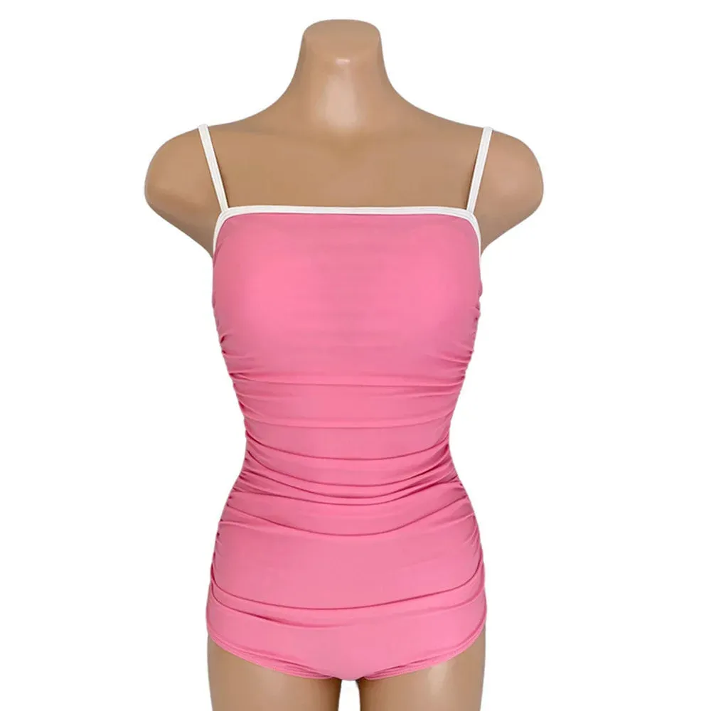 Pink Contrast One-Piece Swimwear for Pool Parties