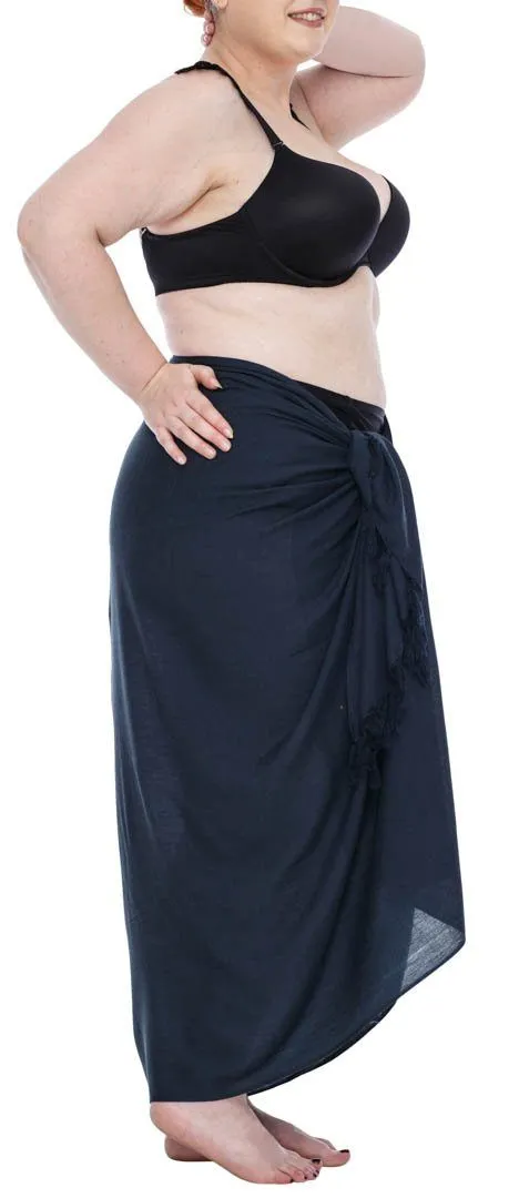 Plus Size Solid Sarong Wrap - Beach Cover-Up Skirt by SHU-SHI