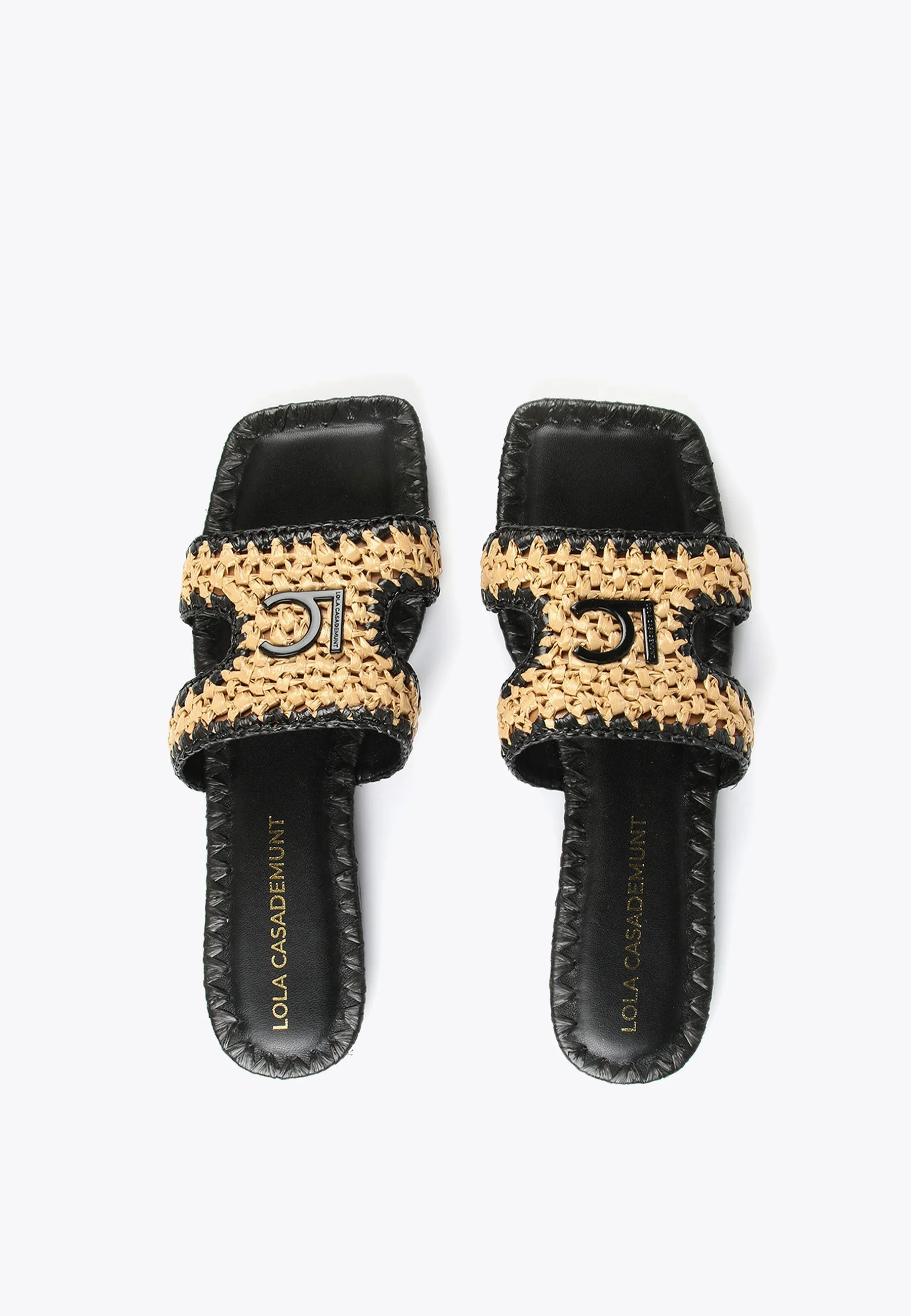 Raffia-effect mule sandals