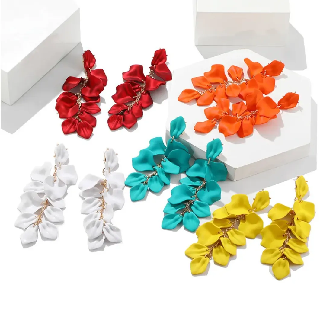 Rose Petal Acrylic Earrings - Teal