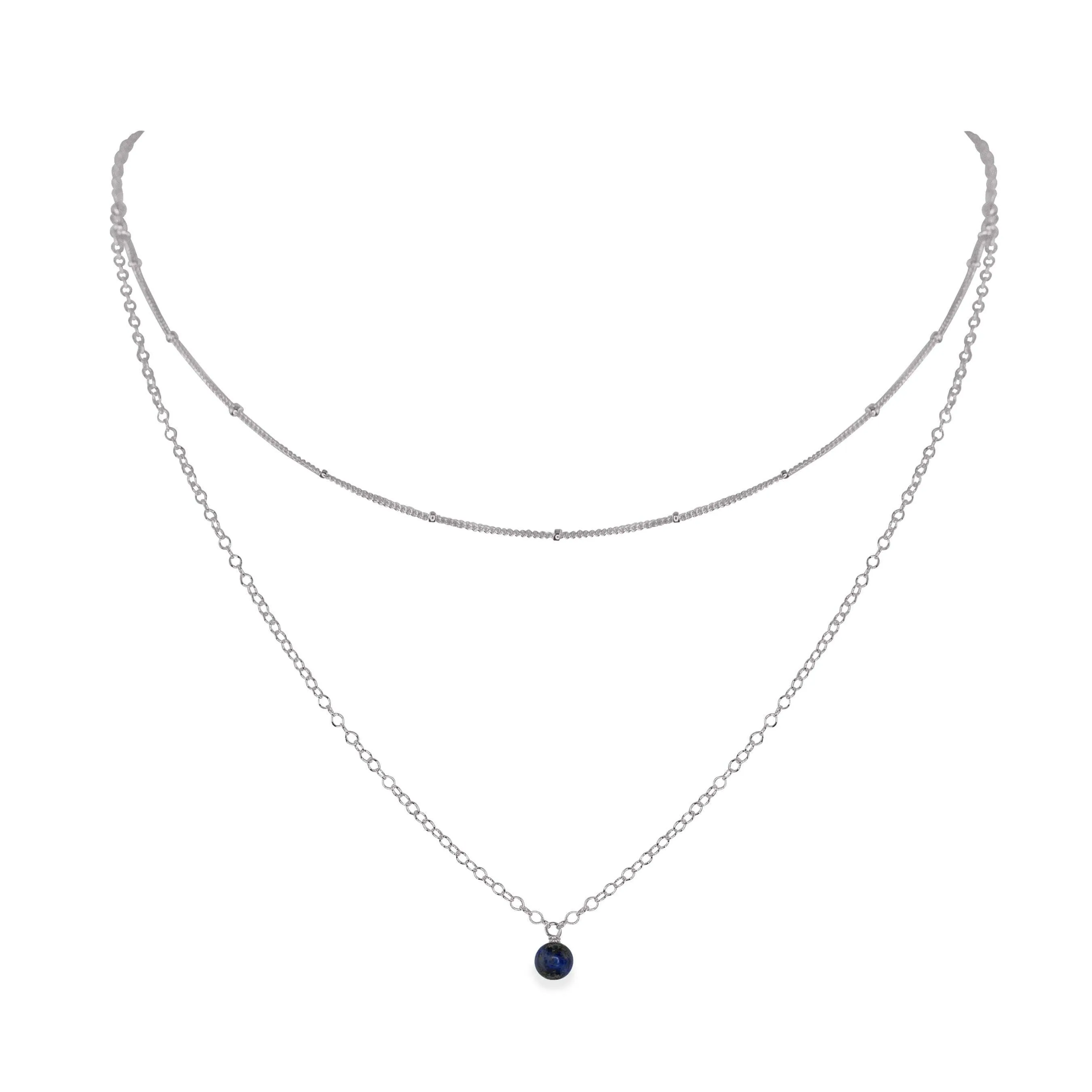 Sapphire Gemstone Chain Layered Choker Necklace