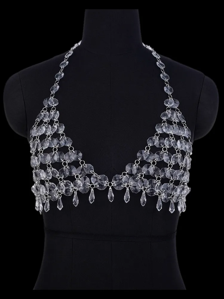 Sexy Acrylic Crystal Masquerade Bra Chain