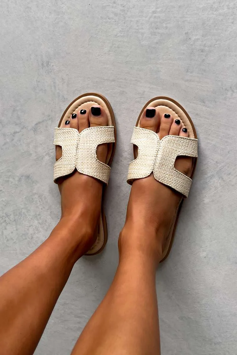 SIENNA Gladiator Slider Sandals - Beige