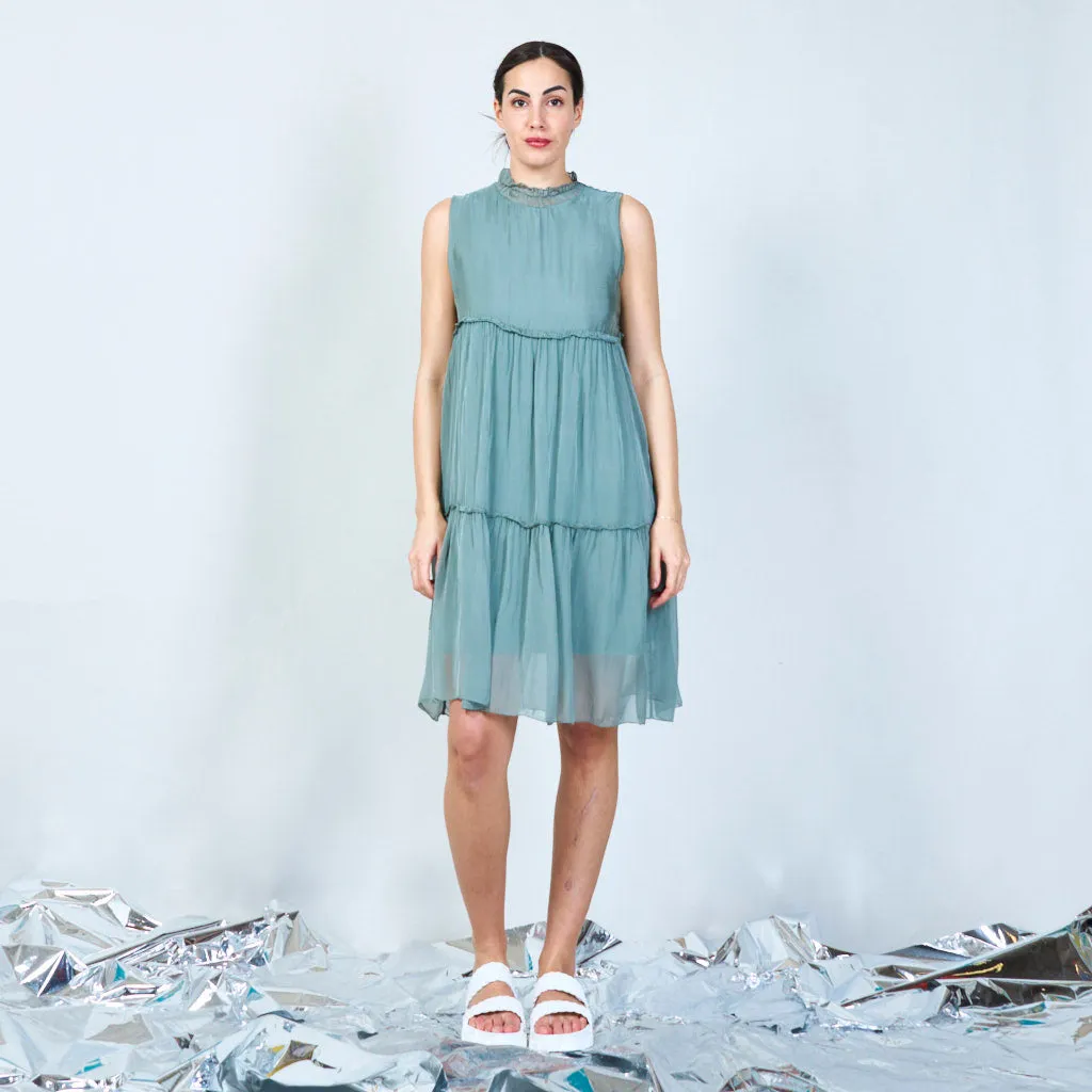 Silk chiffon layered dress wholesale