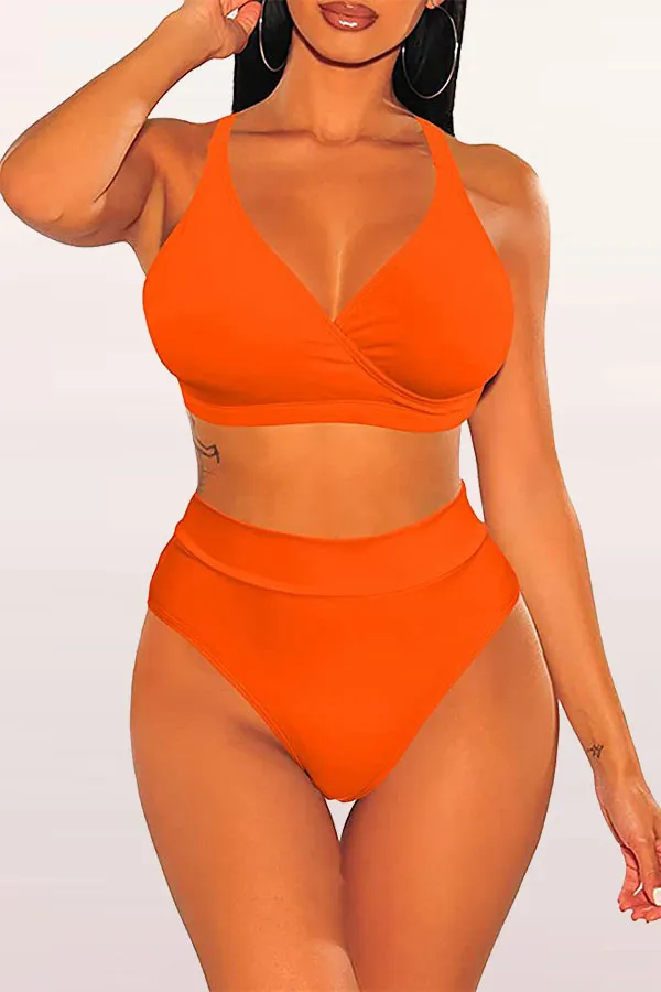 Solid Color Sporty High Waisted Bikini