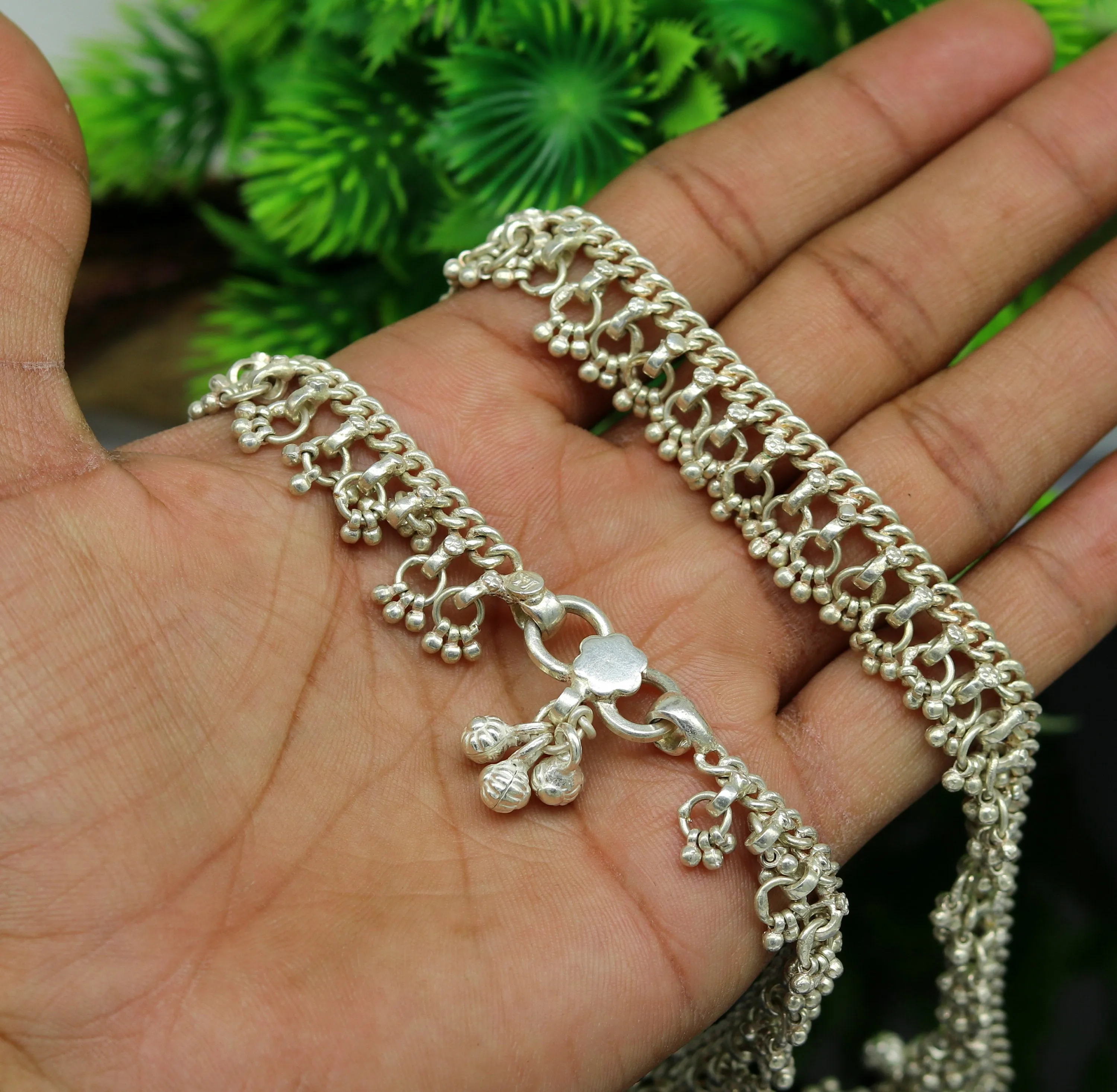 Solid sterling silver handmade vintage antique old used anklets ,amazing ethnic tribal ankle jewelry belly dance jewelry anko45