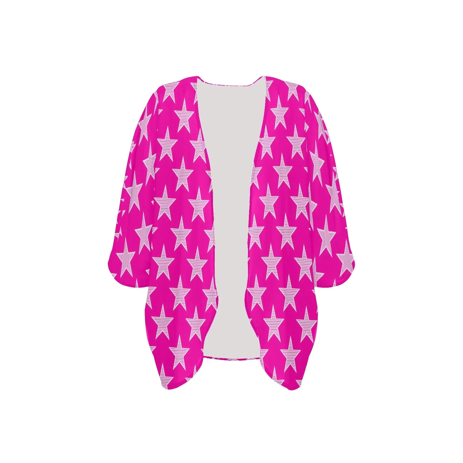 star pattern print 2 Women's Kimono Chiffon Cover Up (Model H51)