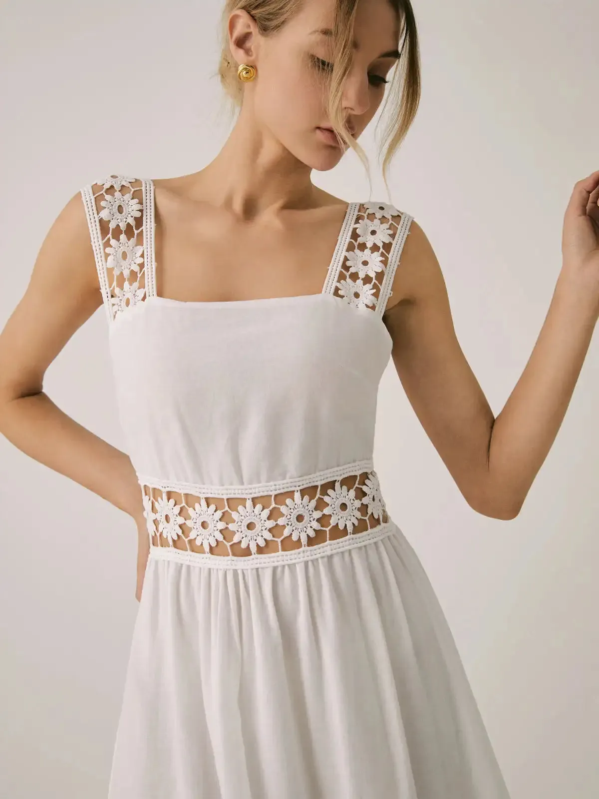 Summer Romance Women's Fit & Flare Embroidered Midi Dress for Garden Parties