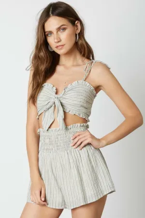 Sun Kissed Blue Chambray Striped Two-Piece Romper