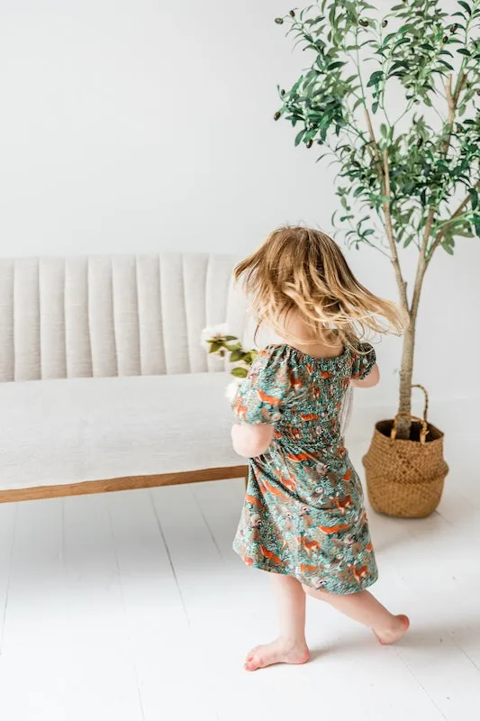 Teal Thicket Girls Smocked Dress