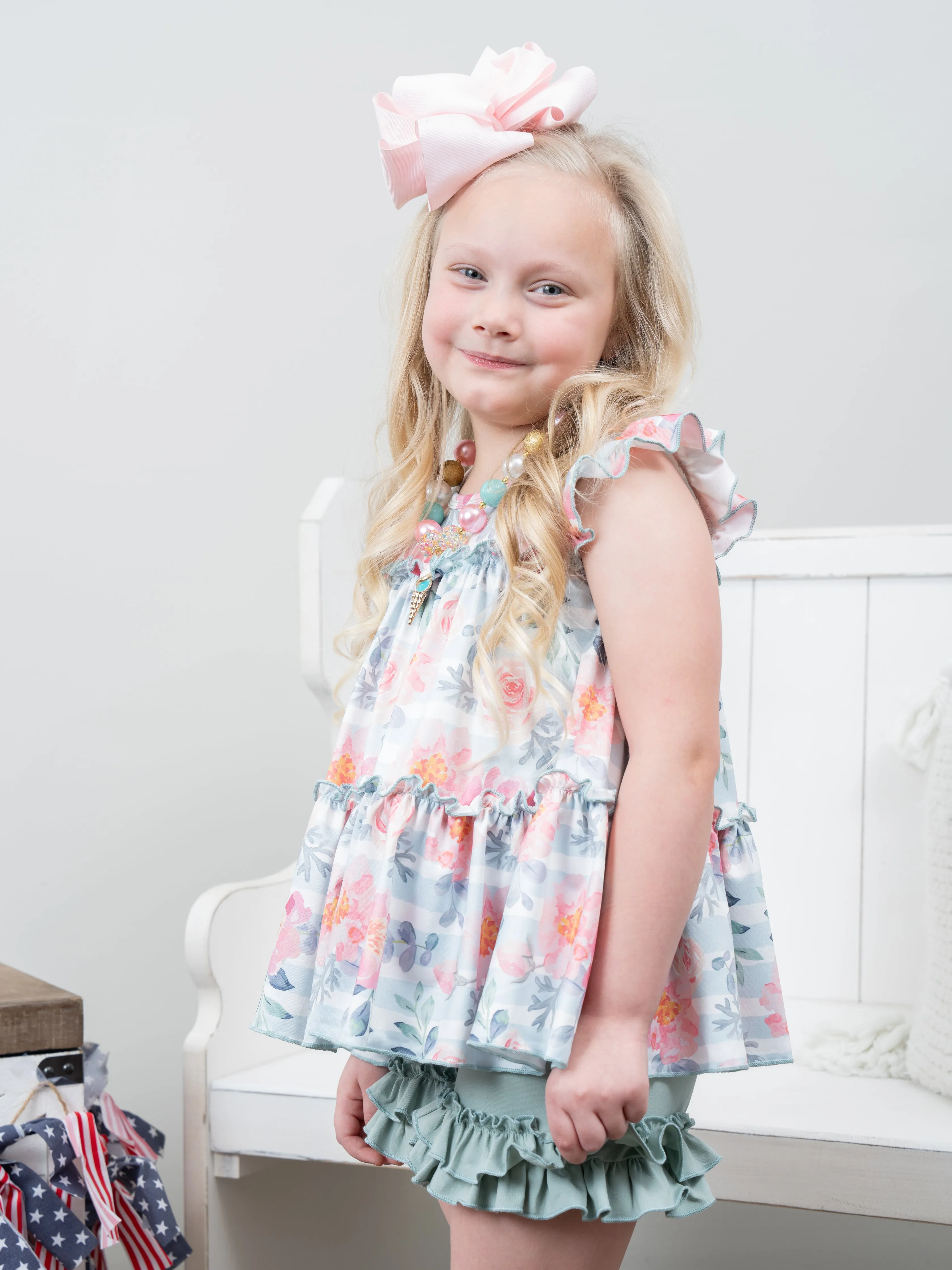 Tiered Ruffle Tunic - Pink Rose