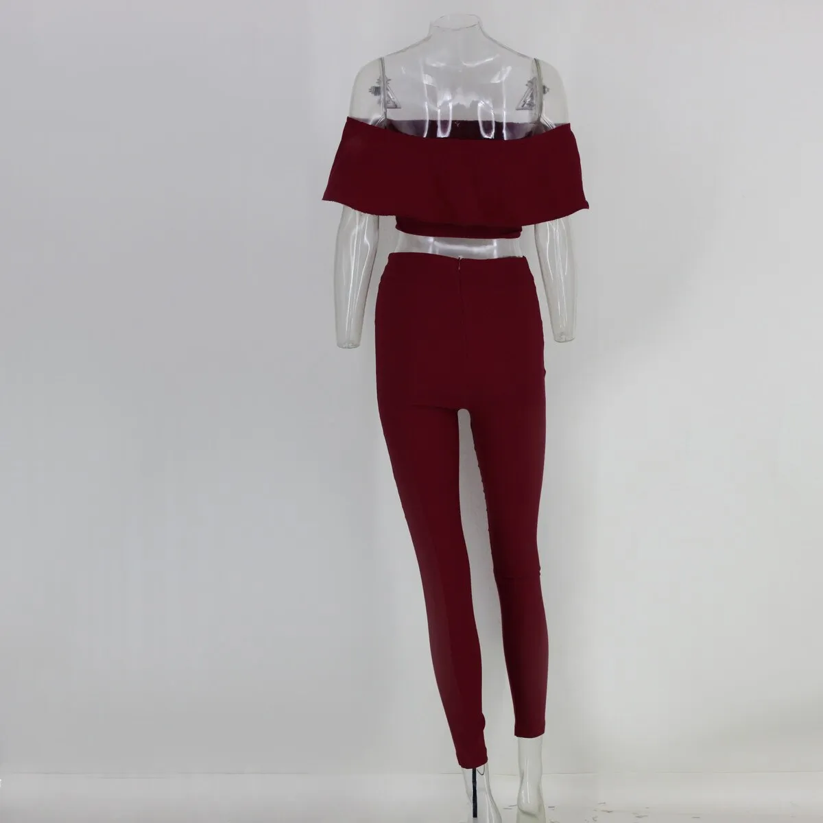 Women's Slim Polyester Two-Piece Skinny Jumpsuit